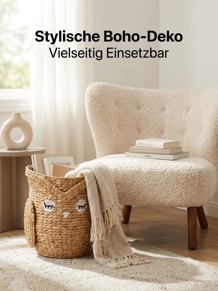 Heimtrend geflochtener Aufbewahrungskorb [Eule]